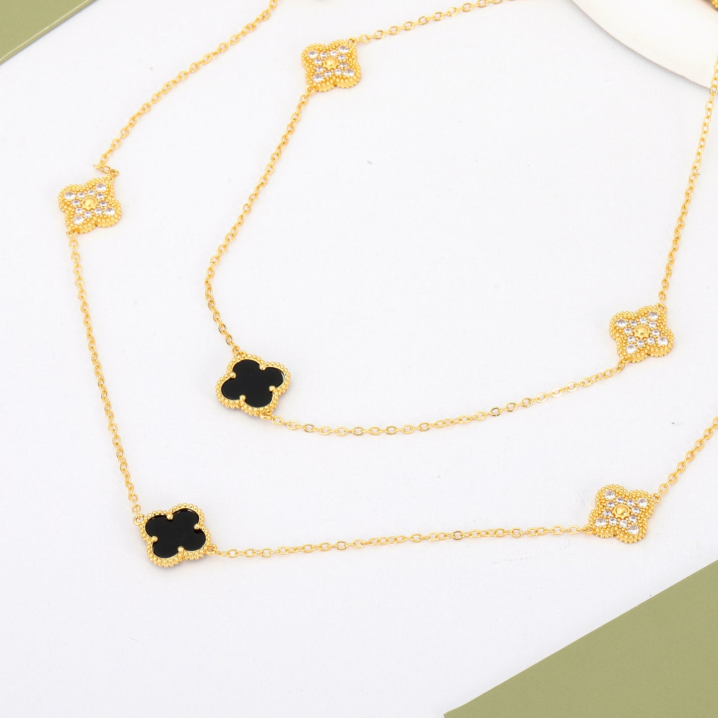 ✨ سنسال فان كليف 160 سم - نصف زركون أسود وذهبي ✨