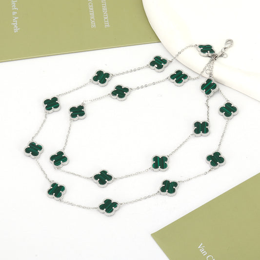 ✨ سنسال فان كليف أخضر وفضي - 1 م 20 وردة ✨