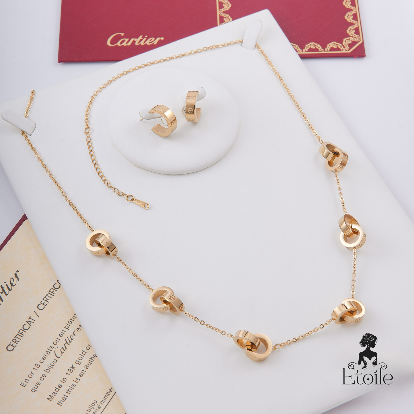 ✨ طقم كارتير Love - زركون أسود ناعم ✨