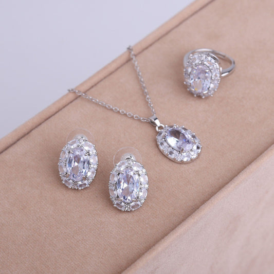 ✨ طقم لازوردي – 3 قطع فضي ✨