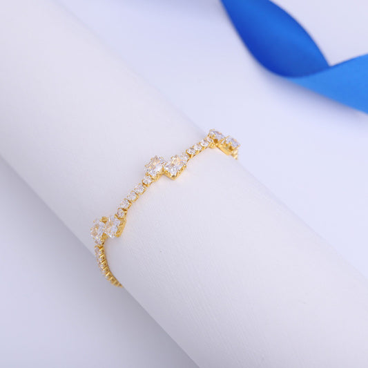 ✨ اسوارة تنس زركون مستطيل – ذهبي ✨