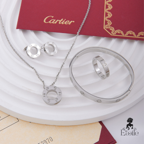 ✨ طقم كارتير - 4 قطع فضي سادة صغير ✨