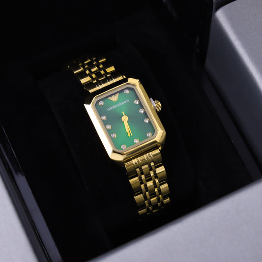 ✨ ساعة أرمني – ذهبي بمينا أخضر فاخر ✨