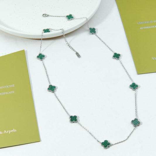 ✨ سنسال فان كليف أخضر وفضي - 10 وردات ✨