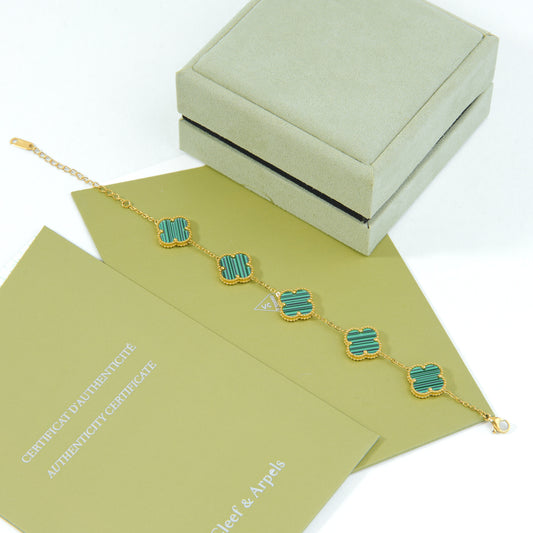 ✨ أسوارة فان كليف أخضر وذهبي ستيل ✨