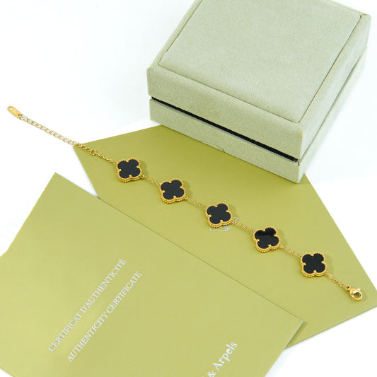 ✨ أسوارة فان كليف أسود وذهبي ستيل ✨