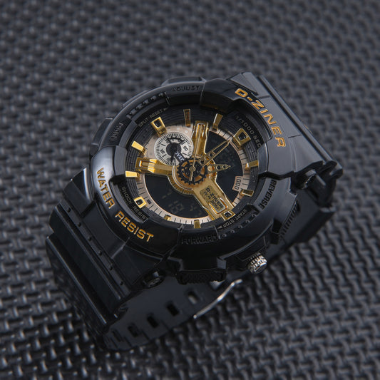 ✨ ساعة Designer G-Shock – أسود × ذهبي فاخر ✨