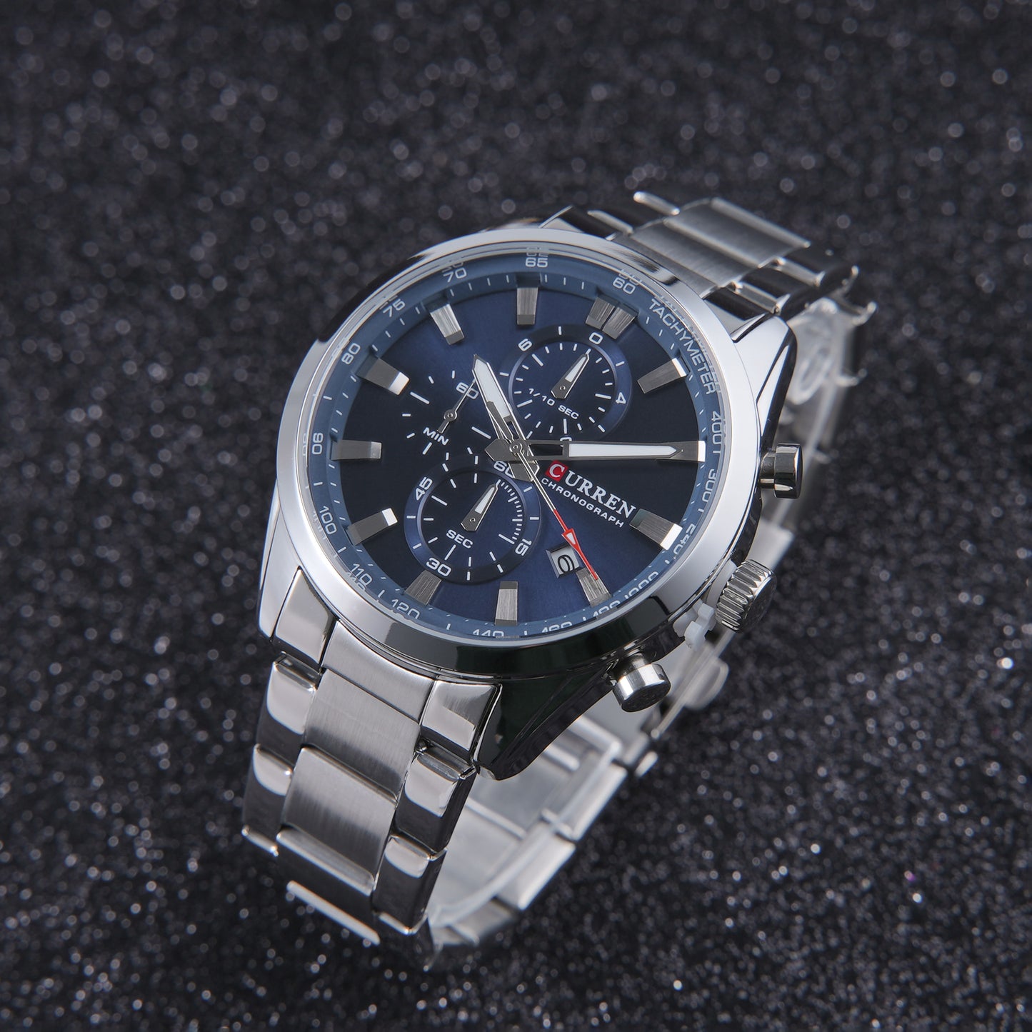 💙 ساعة Curren Blue Ocean – نقاء الفولاذ الفضي وعمق الأزرق الساحر 🌊