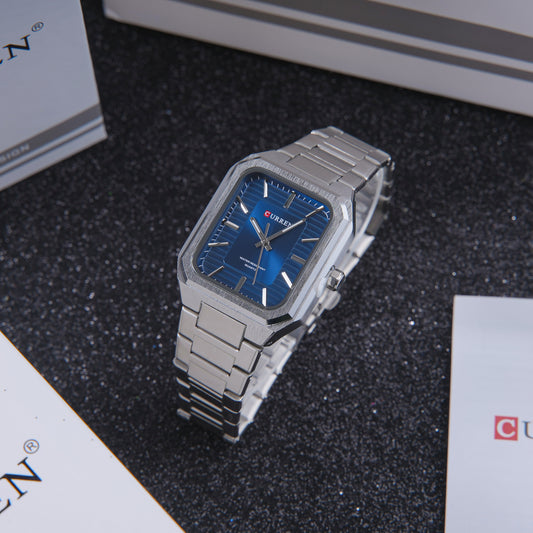 ⬜ ساعة Curren Rectangular Steel – أناقة الخطوط الهندسية ولمعان الفضي 📐