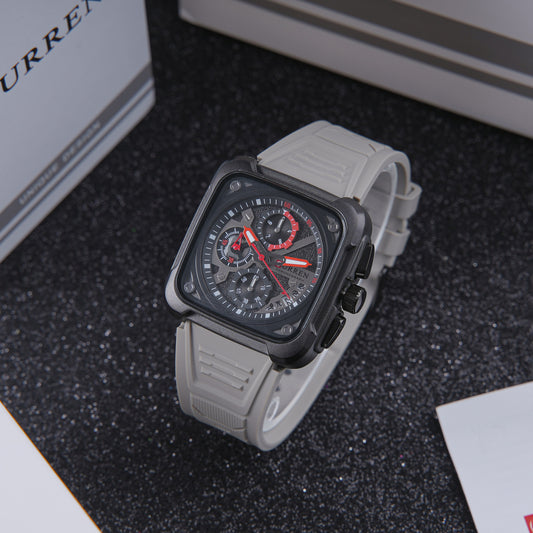 🌫️ ساعة Curren Gray Commando – الأناقة الحيادية والأداء الرياضي المريح 🩶