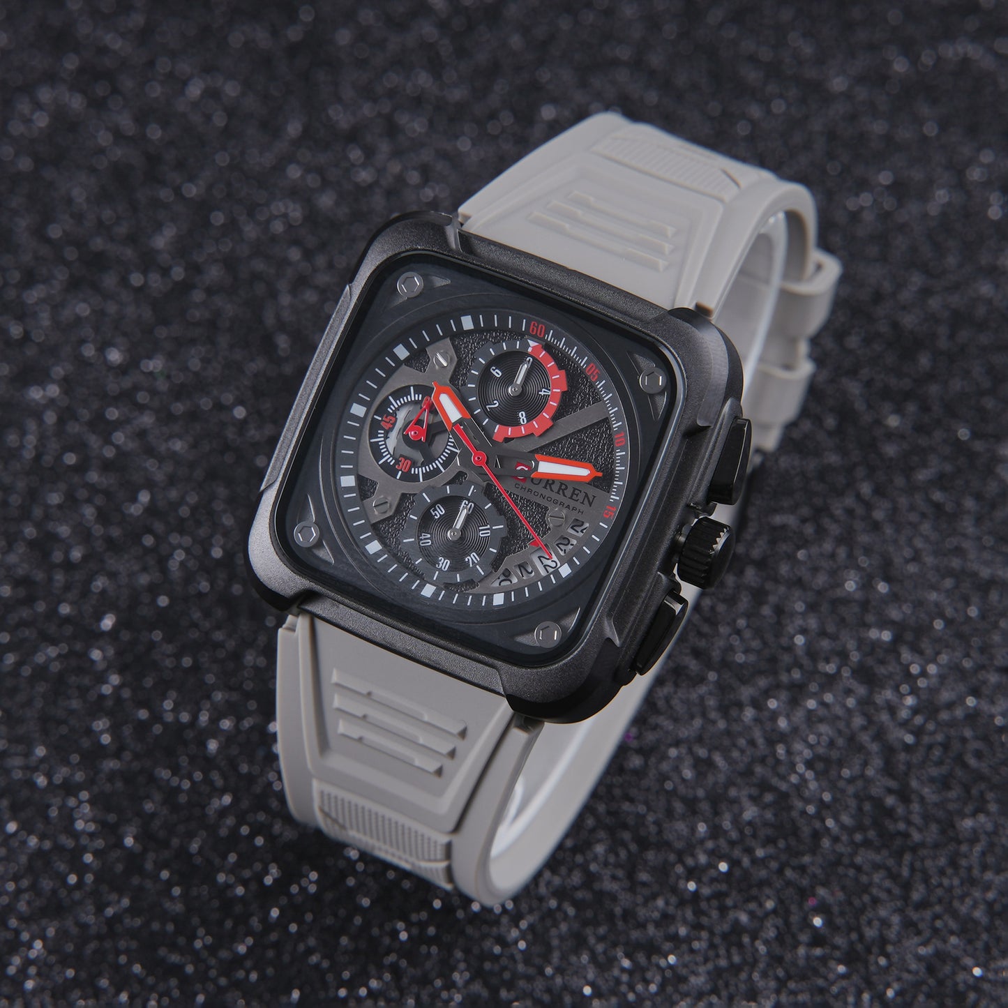 🌫️ ساعة Curren Gray Commando – الأناقة الحيادية والأداء الرياضي المريح 🩶