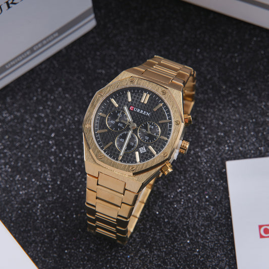 🖤 ساعة Curren Gold-Black Elite – مزيج القوة بين الذهب والأسود الجريء 🔱