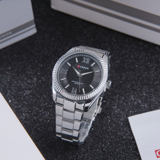 ⬛ ساعة Curren Rectangular Duo – أناقة المستطيل بين الفضي والأسود 🤍
