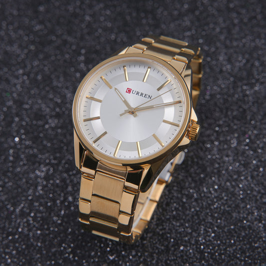 👑 ساعة Curren Gold-White Classic – نقاء الإشراقة و فخامة الذهب الدائري ✨