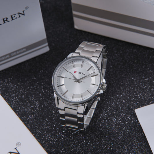 🤍 ساعة Curren White Steel – نقاء الأبيض ولمعان الفولاذ الكلاسيكي ✨