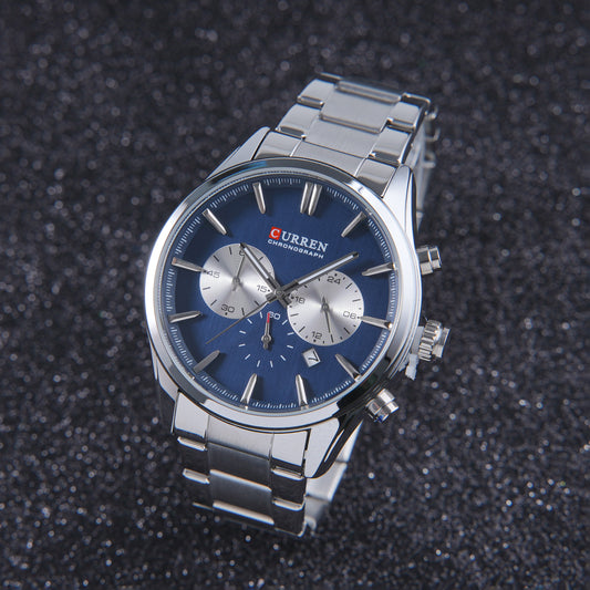 💙 ساعة Curren Navy Classic – الرقي الفضي وعمق الكحلي الساحر 🌊