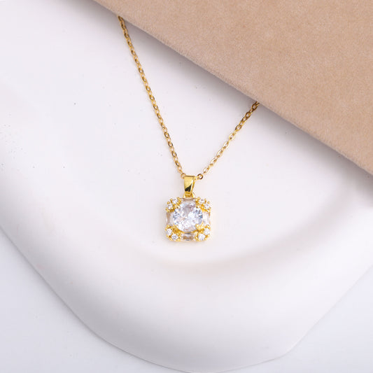 ✨ طقم لازوردي – مربع 3 قطع ذهبي فل زركون ✨