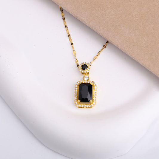 ✨ طقم لازوردي – 3 قطع ذهبي بزركون أسود ✨