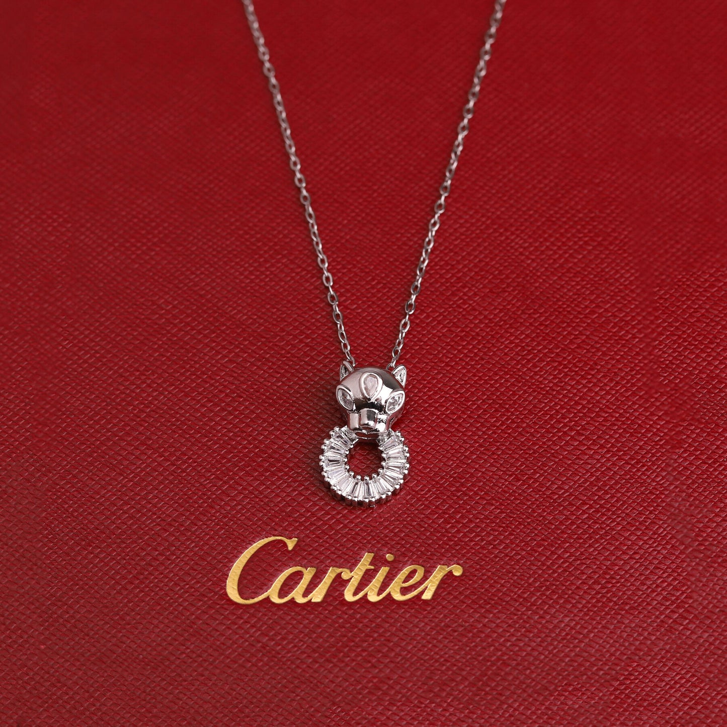 ✨ طقم كارتير نمر - قطعتين بزركون فضي ✨