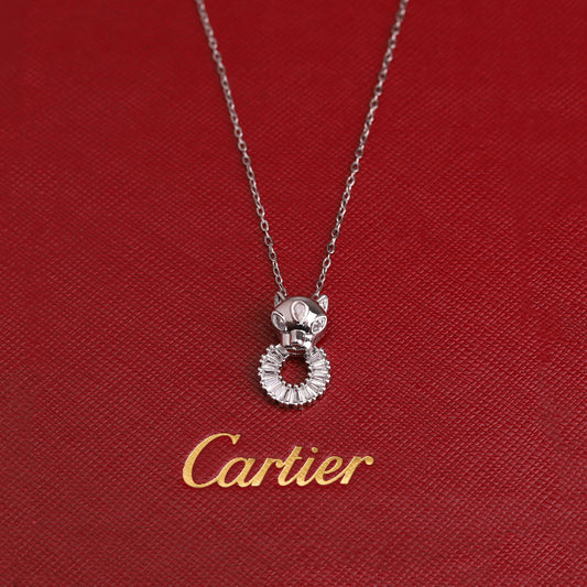 ✨ طقم كارتير نمر - قطعتين بزركون فضي ✨