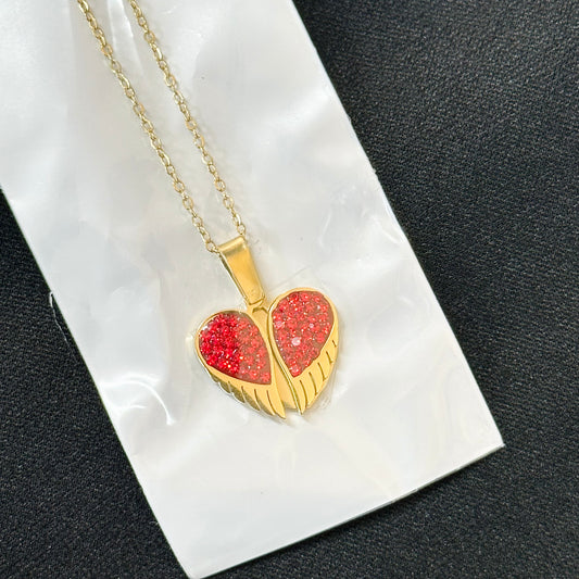 سنسال قلب صغير بأجنحة – أحمر ❤️