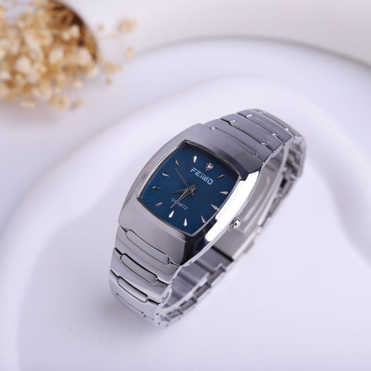 💙 ساعة Geometry Square – أناقة الهندسة المربعة بلون المحيط 🌊