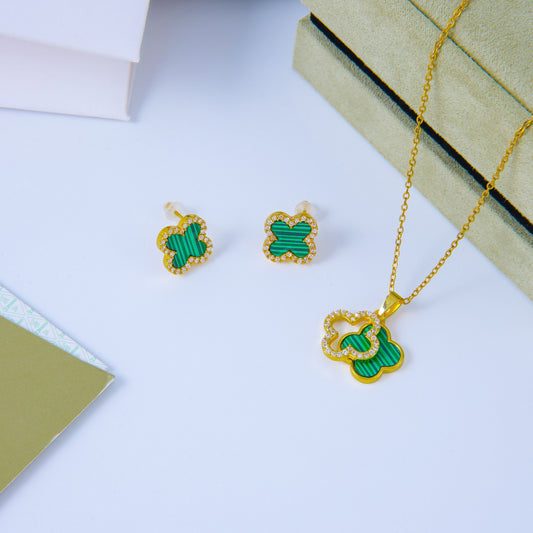 ✨ وردة فان كليف وحدة - أخضر وذهبي ✨