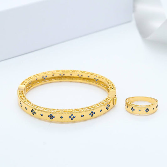 طقم كفالي – أسوارة وخاتم مزين بزركون ✨💎